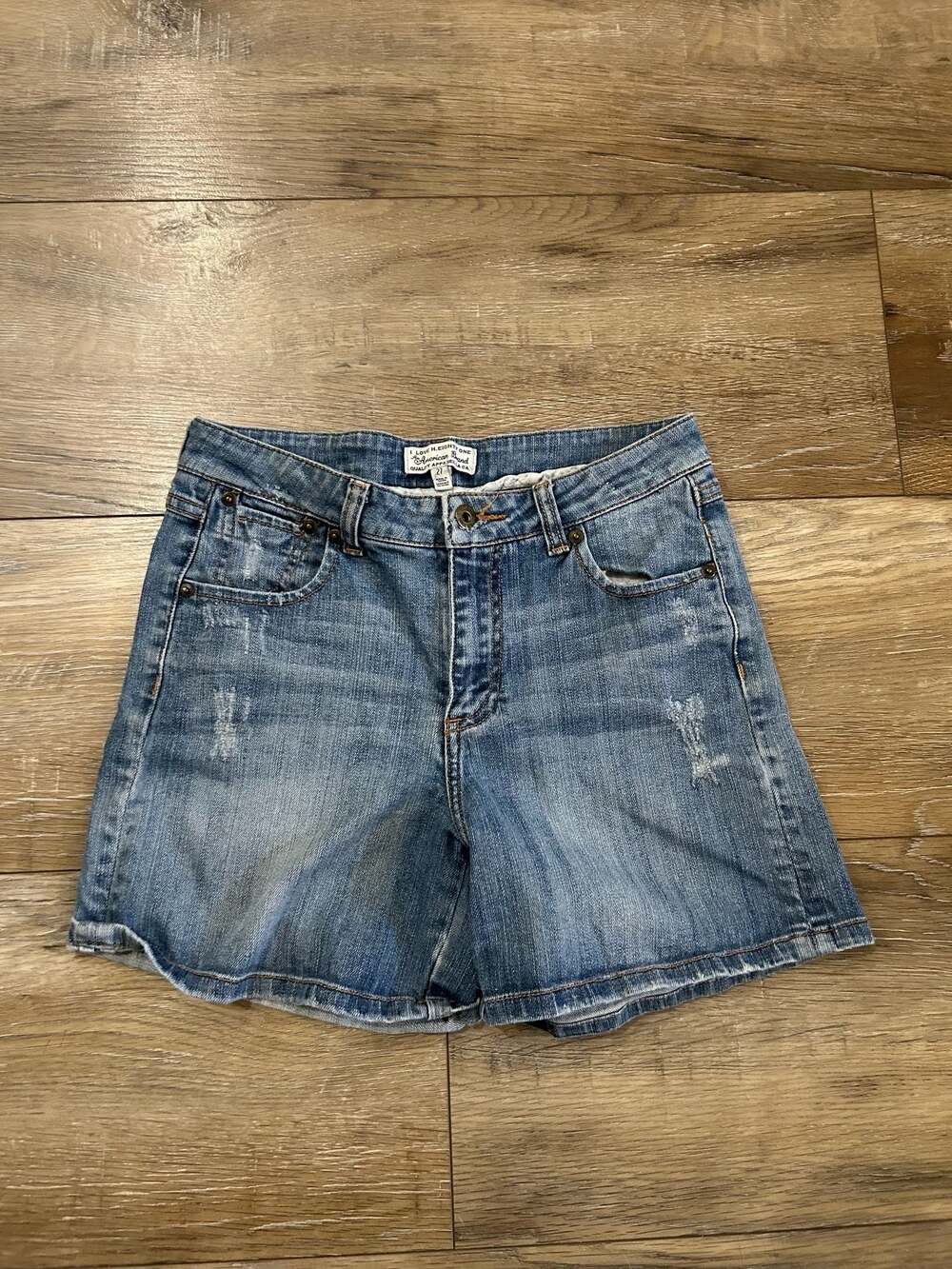 I Love H. Eighty One Distressed Medium Wash Denim Shorts Size 27